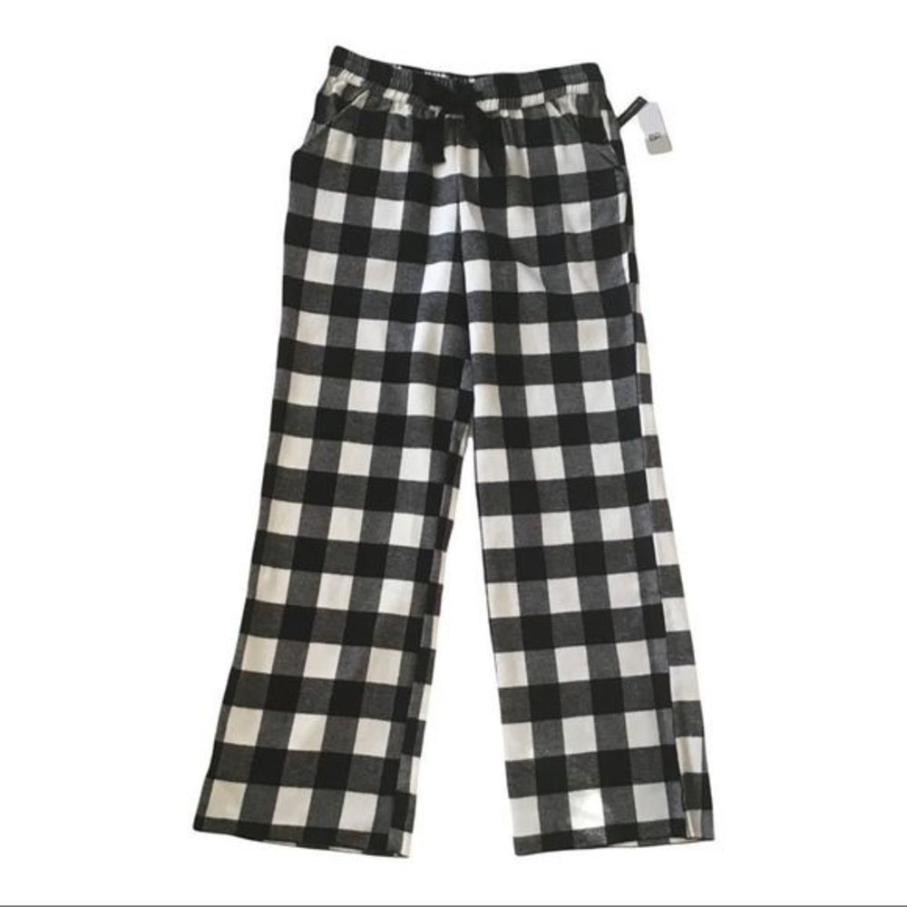 BP Buffalo Check Pants Flannel Black/White Check Drawstring Pockets Size S